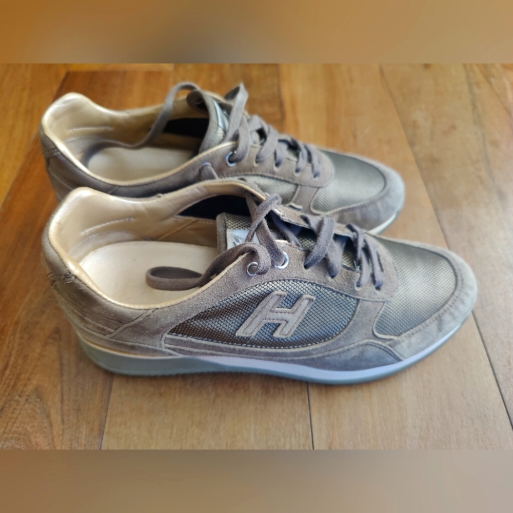 Hogan sneakers in mesh and suede, taupe color, Woman size 36